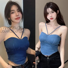 Hnewly Women’s Camisole Slim Sexy Solid Colour Padded Summer Cowboy Tank Top