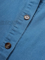Hnewly Women’s Casual Dress Denim Shirt Maxi Long Basic Modern Outdoor Daily Vacation Collar