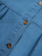 Hnewly Women’s Casual Dress Denim Shirt Maxi Long Basic Modern Outdoor Daily Vacation Collar