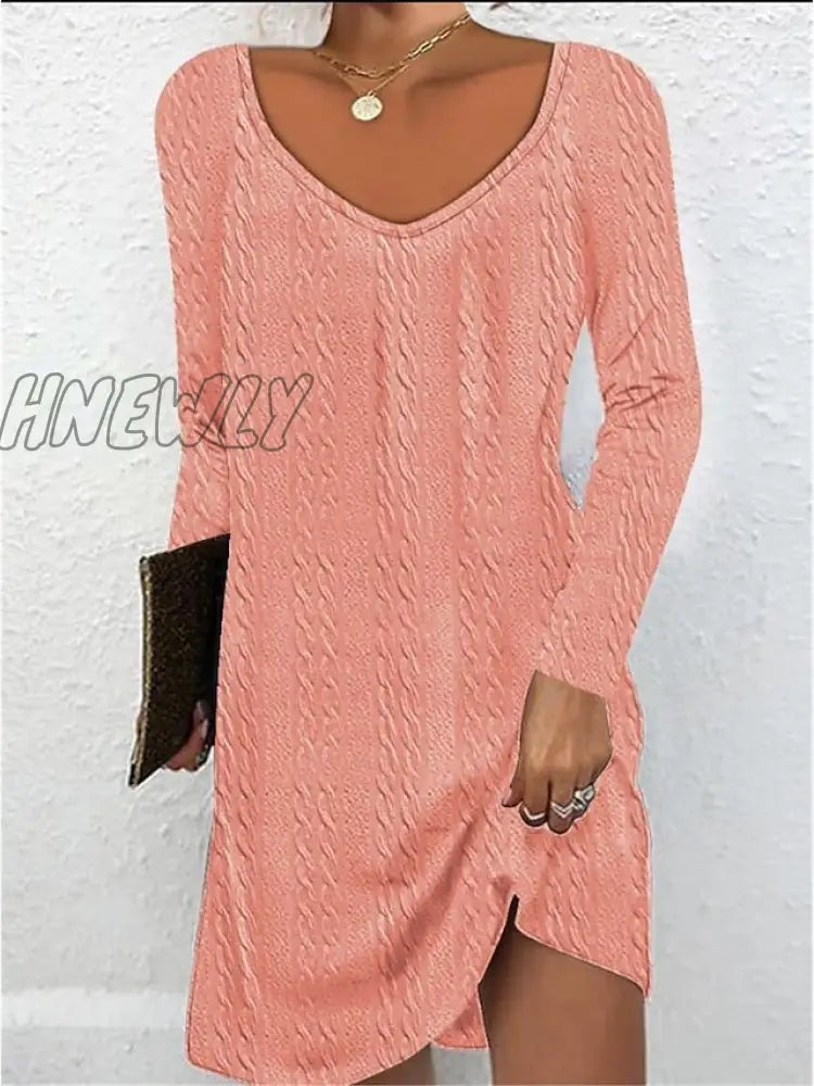 Hnewly Women’s Casual Dress Plain Spring Dress Mini Ruched Daily Date Going Out Fashion Basic V