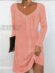 Hnewly Women’s Casual Dress Plain Spring Dress Mini Ruched Daily Date Going Out Fashion Basic V