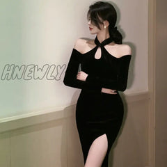Hnewly Womenâs Dress Off Shoulder Slim Sexy Split Cheongsam