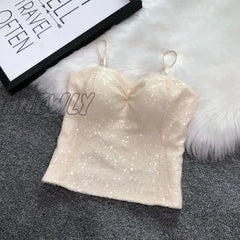 Hnewly Women’s Fashion Sexy Women Nick Sparkling Sequins Vest Harness At Night Binder Chest