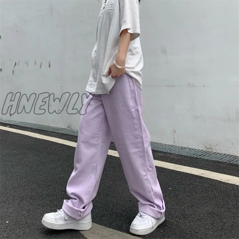 Hnewly Women’s Jeans Vintage Straight Baggy High Waist Korean Fashion Streetwear Casual Pants