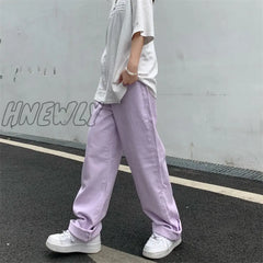 Hnewly Women’s Jeans Vintage Straight Baggy High Waist Korean Fashion Streetwear Casual Pants