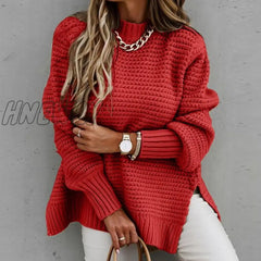 Hnewly Women’s Knitted Sweater Fashion Round Neck Lantern Long-Sleeved Pullover Blouse Ladies