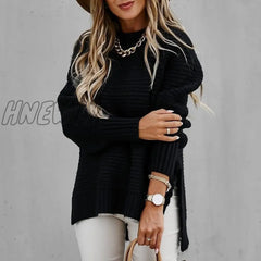 Hnewly Women’s Knitted Sweater Fashion Round Neck Lantern Long-Sleeved Pullover Blouse Ladies