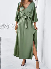 Hnewly Women’s Prom Dress Party Wedding Guest Long Maxi Blue Sleeveless Pure Color Layered Summer