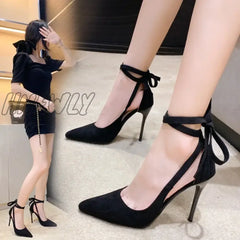 Hnewly Women’s Pumps 2024 New Sweet Bow-Knot Shoes For Ladies Pointed Toe High Heels Buckle Sexy