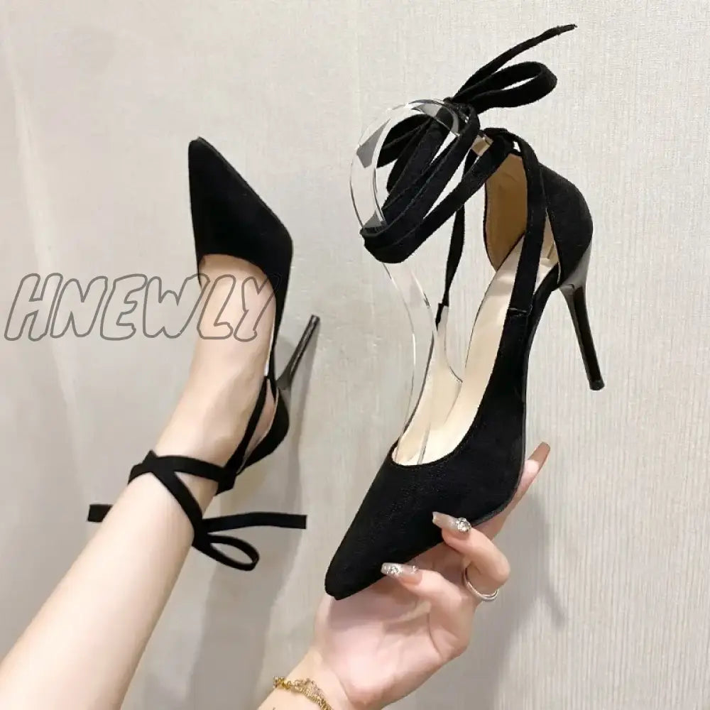 Hnewly Women’s Pumps 2024 New Sweet Bow-Knot Shoes For Ladies Pointed Toe High Heels Buckle Sexy