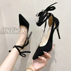 Hnewly Women’s Pumps 2024 New Sweet Bow-Knot Shoes For Ladies Pointed Toe High Heels Buckle Sexy