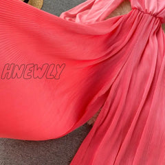 Hnewly Women’s Sexy Pleated Romper Autumn Solid Purple/Black/White Jumpersuit Female Ruffle Wide