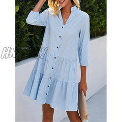 Hnewly Women’s Shirt Dress Casual Cotton Linen Mini Blend Fashion Modern Outdoor Daily Date Split