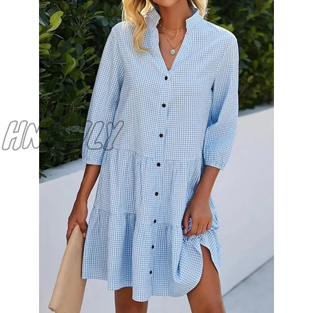 Hnewly Women’s Shirt Dress Casual Cotton Linen Mini Blend Fashion Modern Outdoor Daily Date Split