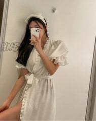 Hnewly Women’s Sleepwear Princess Robes Pajamas.ladies Girl’s Puff Sleeve Shower Spa Robe Night