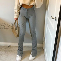 Hnewly Womens Split Casual Trousers Fashion Solid Color High-Waist Slim Fit Sweatpants Lady Elastic