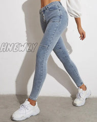 Hnewly Womens Stretch Hip Skinny Jeans High Waist Fit Leggings Comfy Denim Jeggings Slim Fitness