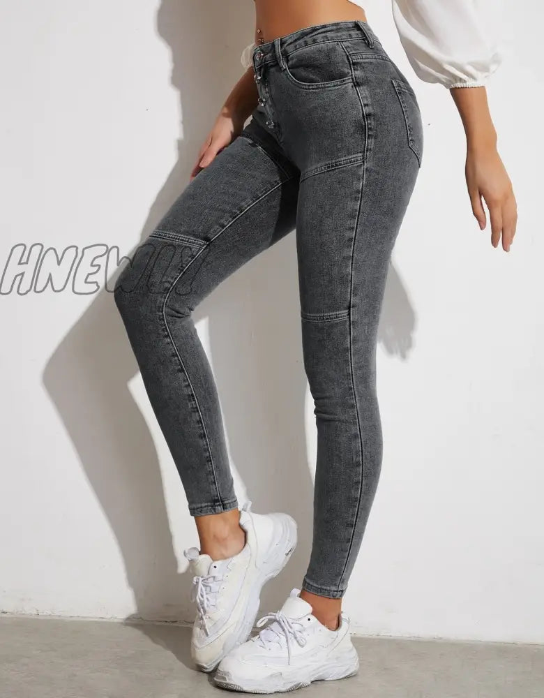 Hnewly Womens Stretch Hip Skinny Jeans High Waist Fit Leggings Comfy Denim Jeggings Slim Fitness