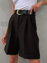 Hnewly Women’s Summer Shorts Cotton High Waist Casual Loose Zipper Solid Street Streetwear Sports