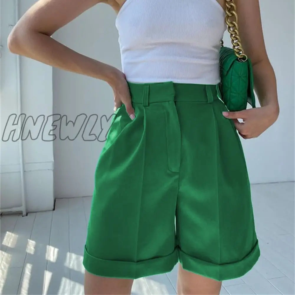 Hnewly Women’s Summer Shorts Cotton High Waist Casual Loose Zipper Solid Street Streetwear Sports