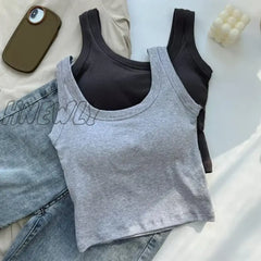 Hnewly Women’s Vest One-Piece No Steel Ring Cotton Chest Pad Wide Shoulder Sports Yoga Underwear