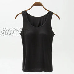 Hnewly Women’s Vest Tops With Built In Bra Neck Padded Slim Fit Tank Sexy Shirts Feminino Casual