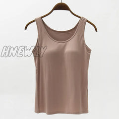 Hnewly Women’s Vest Tops With Built In Bra Neck Padded Slim Fit Tank Sexy Shirts Feminino Casual