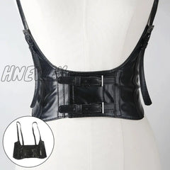 Hnewly Women’s Waist Belt Underbust Corset Pu Leather Adjustable Punk Cummerbund Wide Dress