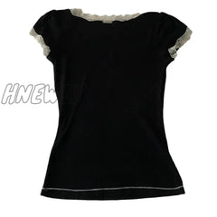 Hnewly Womens Y2K Short Sleeve T-Shirt Summer Vintage Crop Tops Crewneck Fairy Grunge Tee Aesthetic