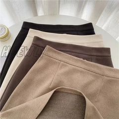 Hnewly Woolen Mini Skirt Autumn Winter Women Korean Style High Waist Solid Slim Basic A-Line Short