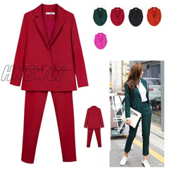 Hnewly Work Pant Suits Business Casual Outfits For Women Winter 2 Piece Set For Interview Suit