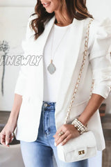 Hnewly - Work Solid Color Turn-Back Collar Outerwear(5 Colors) White / S Outerwear/Suit Jacket