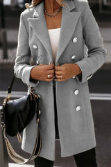 Hnewly - Work Street Solid Buttons Turn-Back Collar Outerwear(4 Colors) Grey / S Outerwear/Coats &