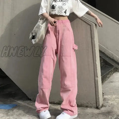 Hnewly Y2K Baggy Pink Jeans Women Kawaii Korean Fashion Oversize Low Rise Wide Leg Denim Pants