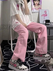 Hnewly Y2K Baggy Pink Jeans Women Kawaii Korean Fashion Oversize Low Rise Wide Leg Denim Pants