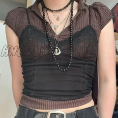 Hnewly Y2K Lace Cami Summer Aesthetic Grunge Fairy Core Clothes Punk Spaghetti Strap Crop Top 2000S