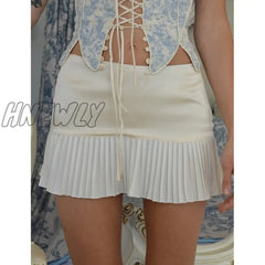 Hnewly Y2K Pleated Skirt Summer Fairycore Grunge Low Waist Straight Mini Skirts 2000S Aesthetic