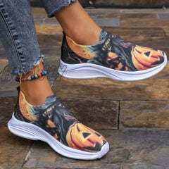 Hnewly - Yellow Casual Sportswear Daily Patchwork Printing Round Comfortable Shoes Shoes Sneakers