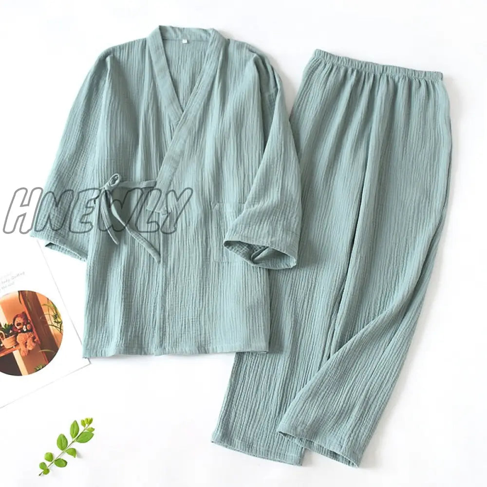 Japanese Kimono Set 100% Cotton Pajamas Two - Piece Couple Yukata Loose Men’s And Women’s Sweat