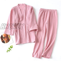 Japanese Kimono Set 100% Cotton Pajamas Two - Piece Couple Yukata Loose Men’s And Women’s Sweat