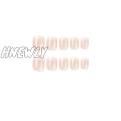Sweet Style Fake Nails Nude Pink Gradient Short Full Cover Press On Wearable Nail Tips Art Diy