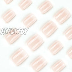Sweet Style Fake Nails Nude Pink Gradient Short Full Cover Press On Wearable Nail Tips Art Diy
