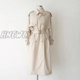 Women Double - Breasted Long Trench Coat Autumn Winter Casual Za Elegant Loose Overcoat Fashion
