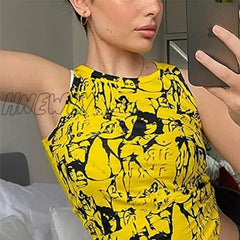 Y2K Harajuku Gothic Tank Top E - Girl Aesthetic Sleeveless Cropped Tee Punk Style Vintage Printed