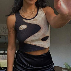 Y2K Harajuku Gothic Tank Top E - Girl Aesthetic Sleeveless Cropped Tee Punk Style Vintage Printed