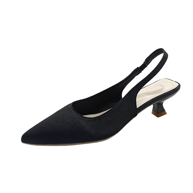 Hnewly Summer New Women Sandals Heel Ladies Shoes Pointed Toe Solid Female Women's Shoes Back Strap Slip on