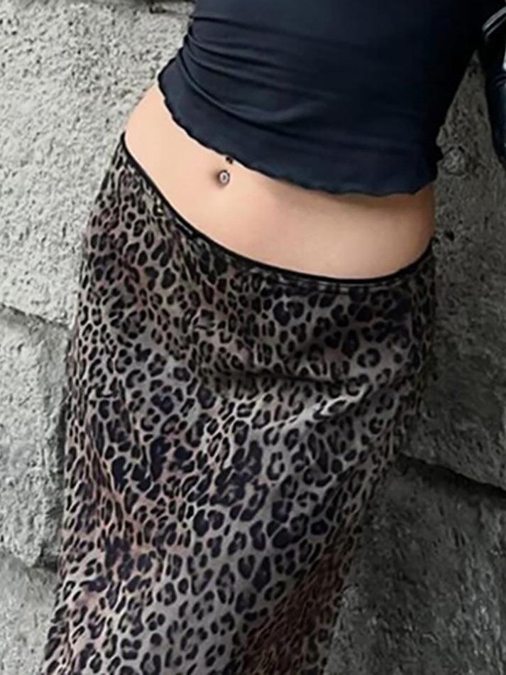 hnewly - Vintage Leopard Print Lace Halter Skirt hnewly