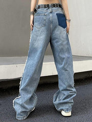 Hnewly - Vintage Multi Pocket Side Raw Trim Cargo Jeans ddbos-shop