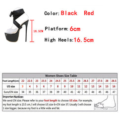 Hnewly Sexy Red Thigh High Lace-Up Platform Sandals Women 16.5 CM Transparent Shoes Stiletto Peep Toe Nightclub Stripper Heels
