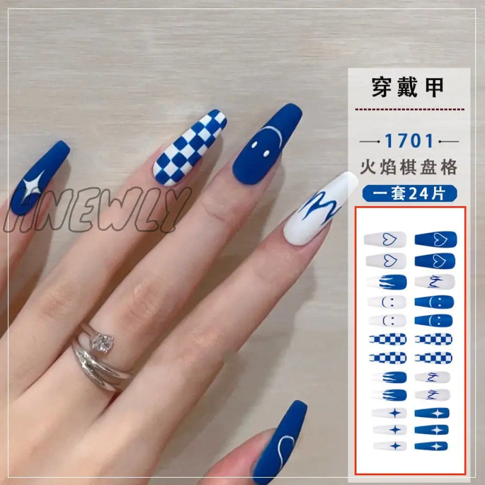 24Pcs/Box Fake Nails Press On Short Reusable With Designs Set French Artificial Pink Kawaii False